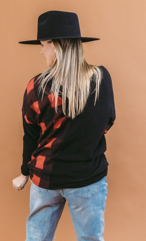 Buffalo Plaid Brushed Knit Top