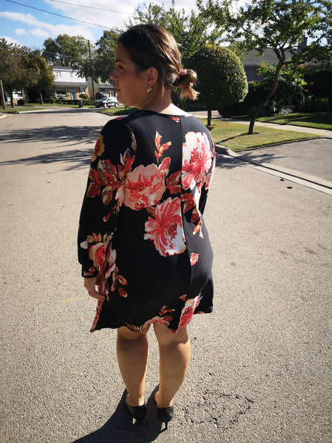 V-neck Floral Tunic Dress