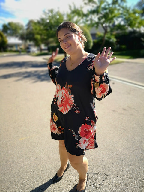 V-neck Floral Tunic Dress